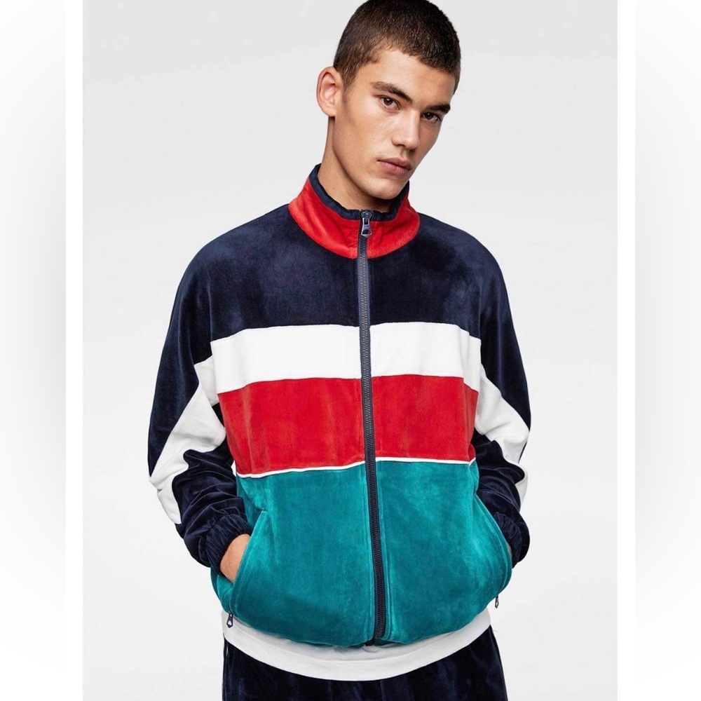 Zara Multicolor Track Jacket - Red, White, Blue, Green